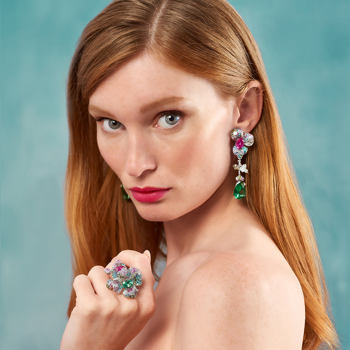 Garden Orchid Earrings, Earrings, Anabela Chan Joaillerie - Fine jewelry with laboratory grown and created gemstones hand-crafted in the United Kingdom. Anabela Chan Joaillerie is the first fine jewellery brand in the world to champion laboratory-grown and created gemstones with high jewellery design, artisanal craftsmanship and a focus on ethical and sustainable innovations.